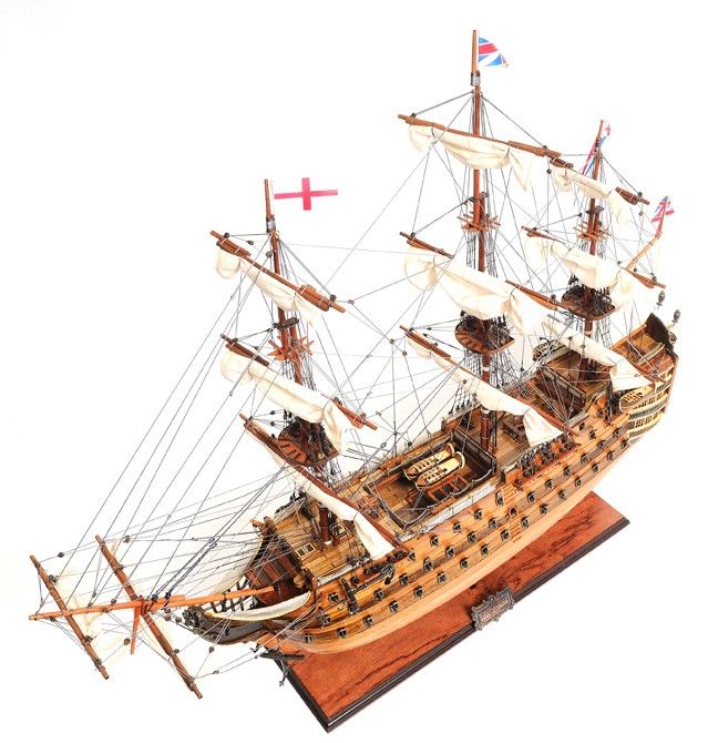 Hand Painted HMS Victory Bottom Model Boat - Brown / Copper