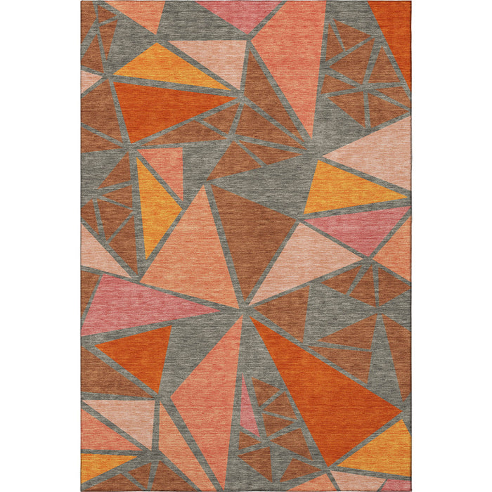 10' X 14' Geometric Washable Area Rug With UV Protection (681545) - Rust / Orange / Salmon