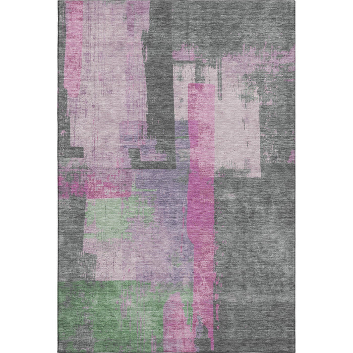 10' X 14' Abstract Washable Area Rug With UV Protection (701123) - Blush / Gray