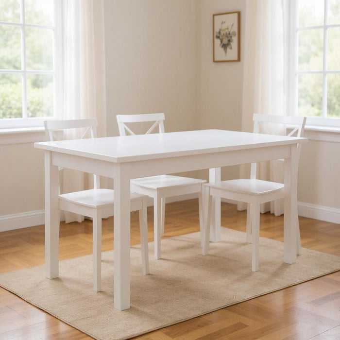 60" Solid Wood Dining Table - White