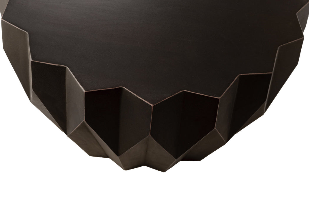 Solid Wood Round Distressed Coffee Table - Black