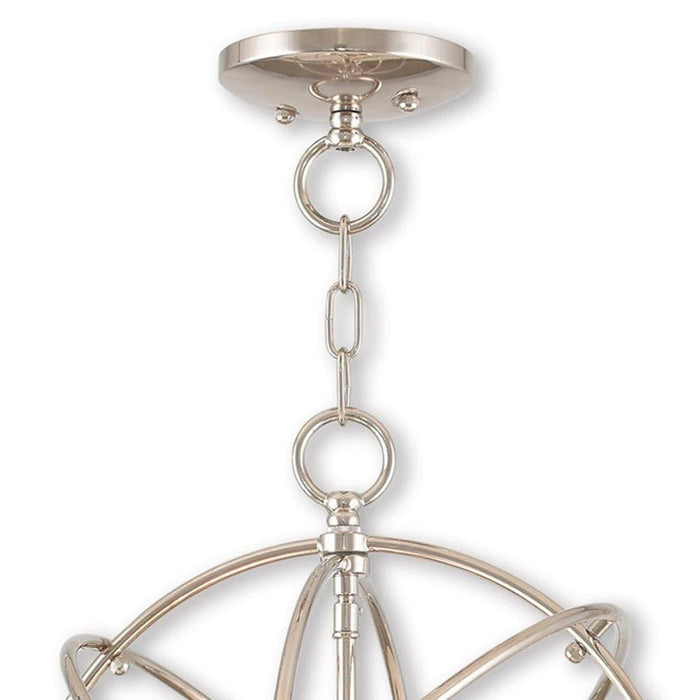 17'' Three-Light Dimmable Chandelier With Shades - Nickel
