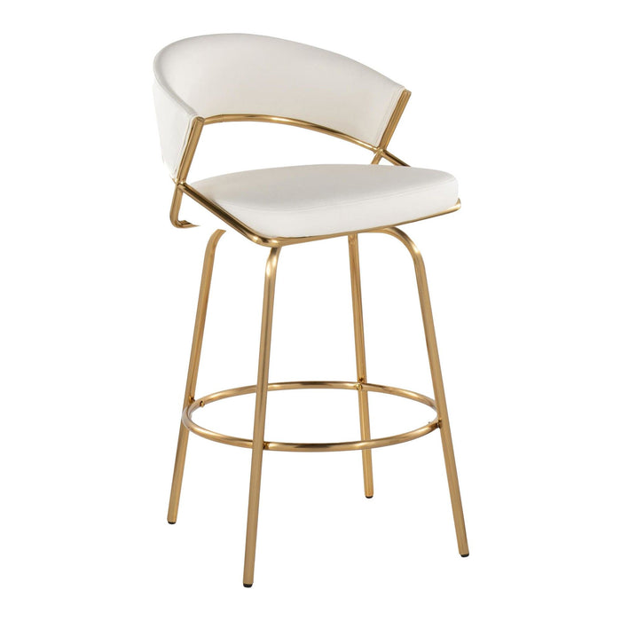 Jie - Fixed-Height Counter Stool With Swivel - Gold Metal (Set of 2)