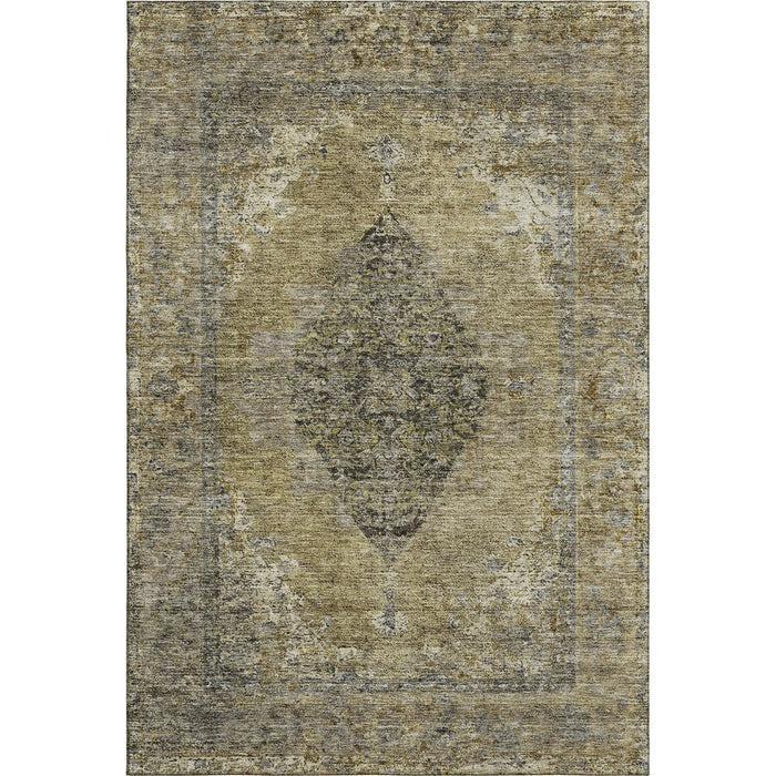 10' X 14' Medallion Washable Area Rug With UV Protection (714841) - Khaki / Beige