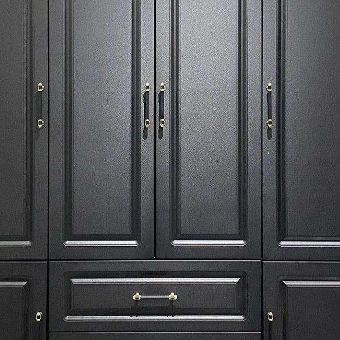 71" Wood Six Door Two Drawer Combo Dresser - Black