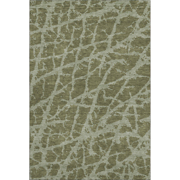 9' X 12' Abstract Washable Area Rug With UV Protection (646559) - Olive Green / Gray