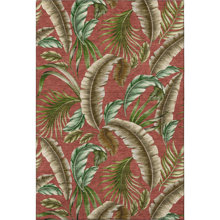 9' X 12' Geometric Washable Area Rug With UV Protection - Cinnamon