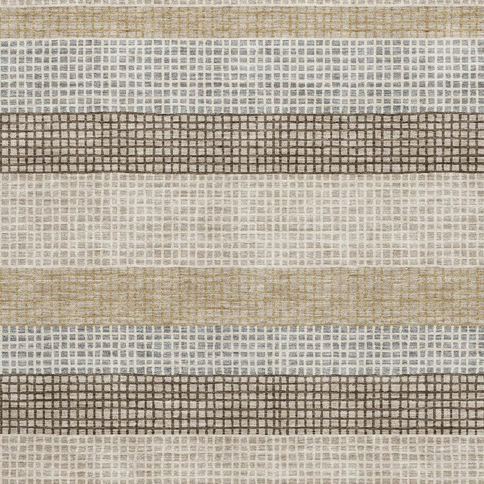 10' X 14' Striped Washable Area Rug With UV Protection (710789) - Beige / Ivory / Chocolate