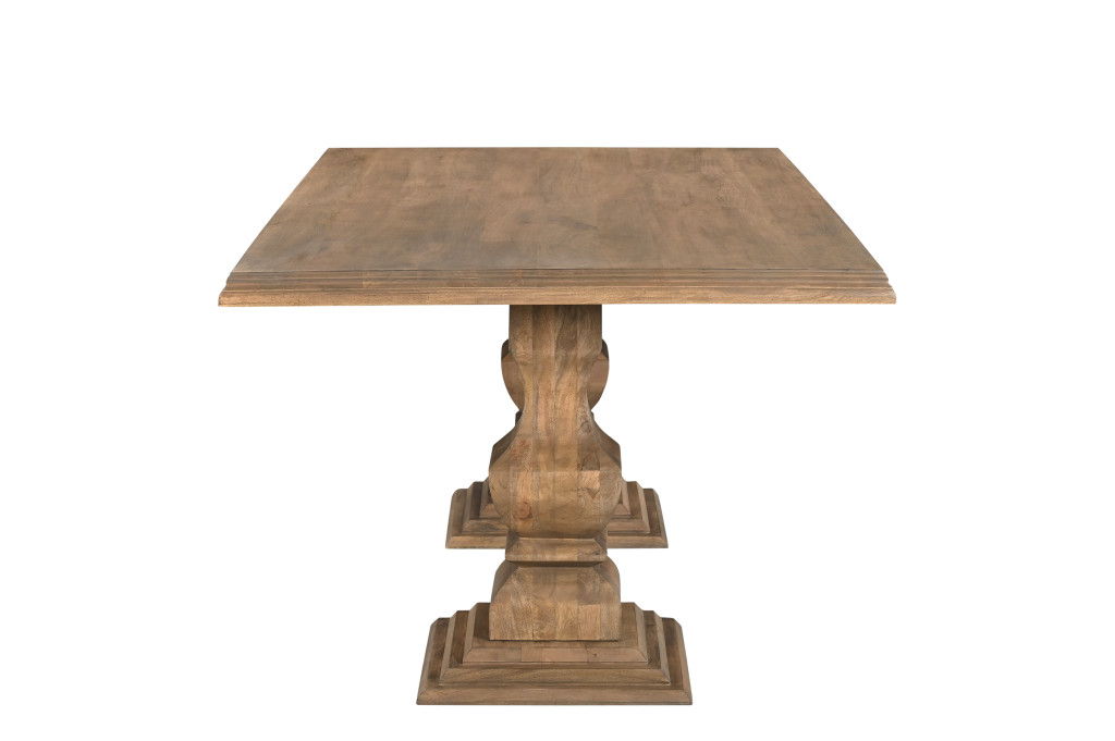 96" Solid Wood Double Pedestal Base Dining Table - Brown