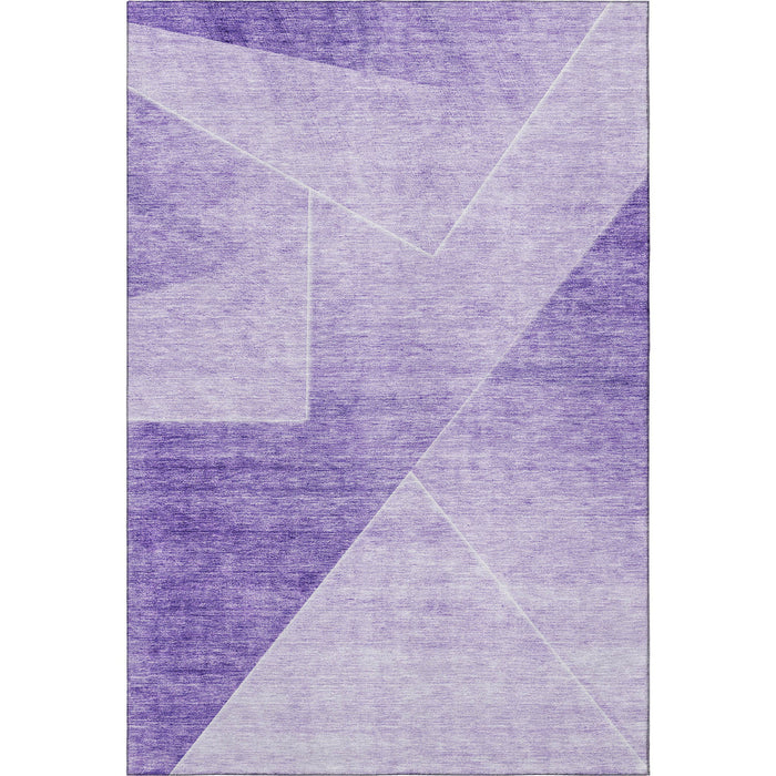 10' X 14' Geometric Washable Area Rug With UV Protection - Purple And Ivory
