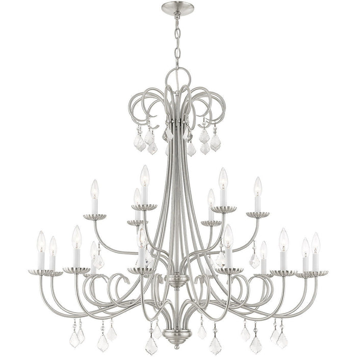 41'' Multi Light Dimmable Chandelier With Shades - Nickel