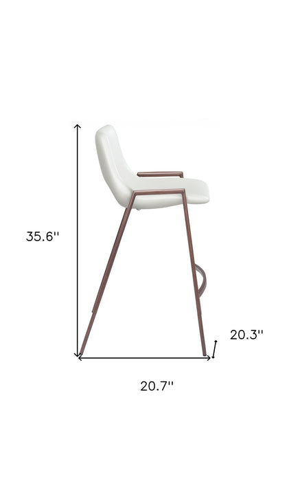 Steel Low Back Counter Height Bar Chairs (Set of 2) - White And Brown