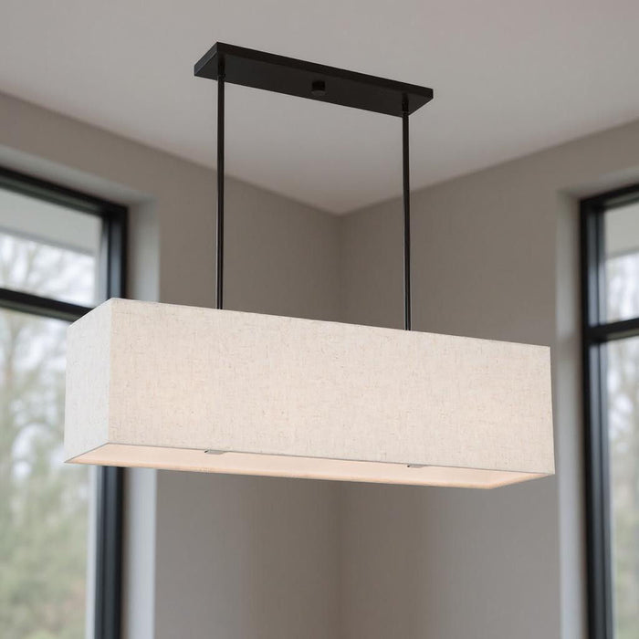 12" Four Light Dimmable Chandelier With Shades - Bronze