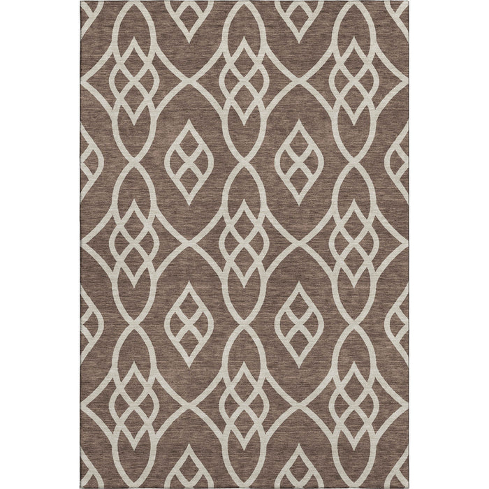 10' X 14' Trellis Washable Area Rug With UV Protection (670255) - Chocolate / Beige
