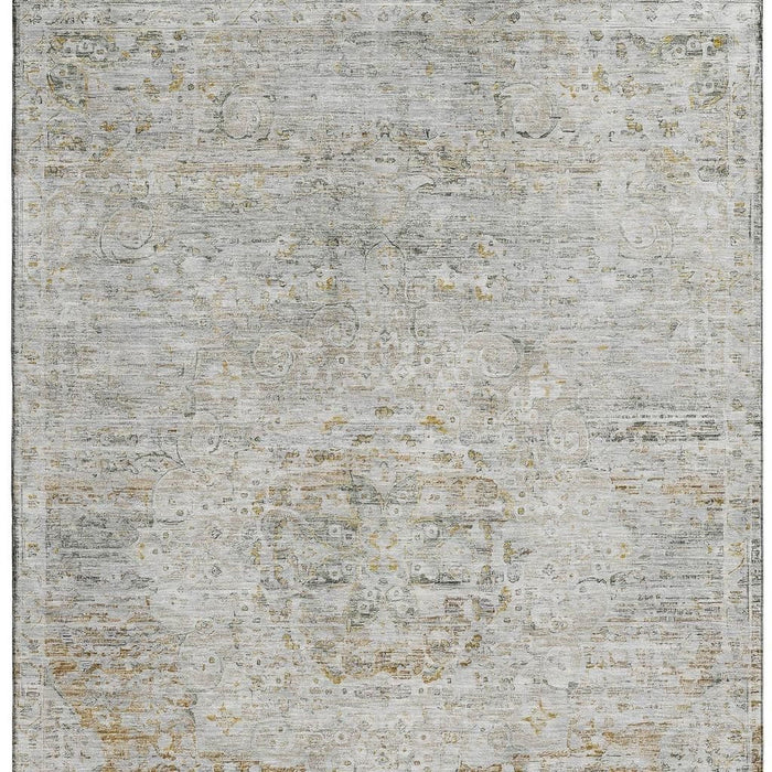 10' X 14' Floral Medallion Washable Area Rug With UV Protection (695594) - Taupe / Beige / Gray