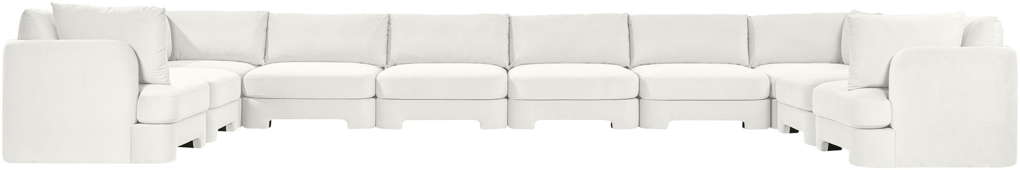 Meridian Furniture Hammond velvet performance fabric 10-piece sectional sofa with plush upholstery and modern design.