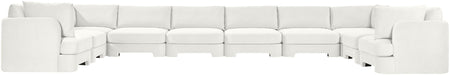 Meridian Furniture Hammond velvet performance fabric 10-piece sectional sofa with plush upholstery and modern design.