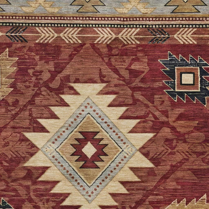 10' X 14' Geometric Washable Area Rug With UV Protection (700259) - Rust / Beige / Charcoal