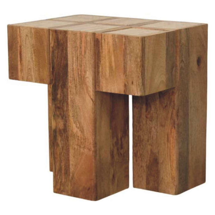 Marble Block End Table - Oak