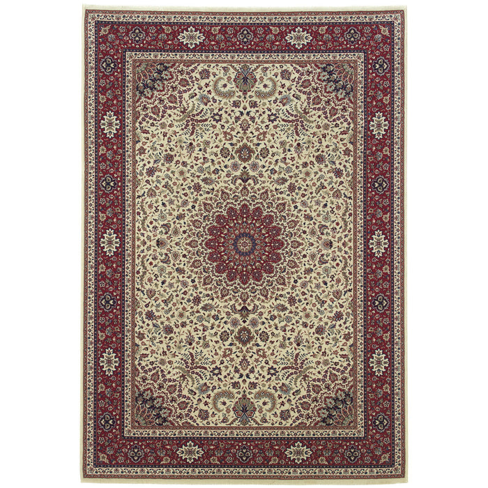 8' Oriental Square Rug - Ivory / Red