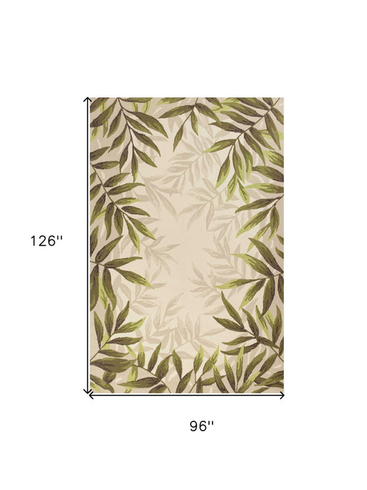 8' x 11' Hand Tufted Bordered Tropical Leaves Indoor Area Rug - Ivory
