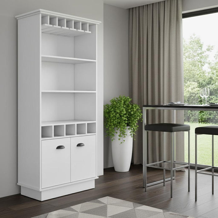 29" Wood Bar Cabinet With Two Doors - White