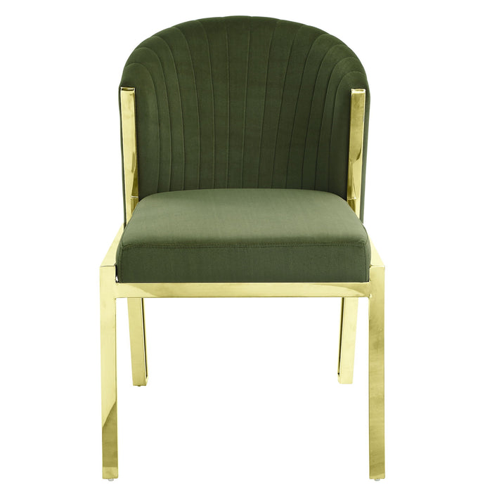 Upholstered Velvet Steel Wing Back Dining Side Chairs (Set of 2) - Green