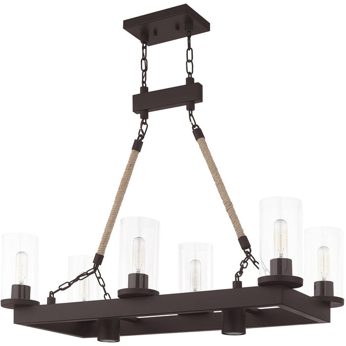 30" Eight Light Metal Dimmable Chandelier With Shades - Bronze