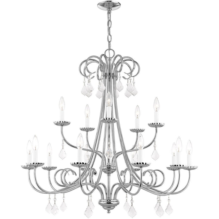 34" Multi Light Dimmable Chandelier With Shades - Silver