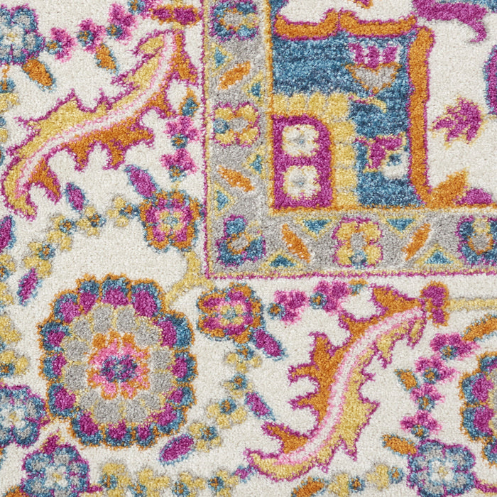 9' x 12' Floral Power Loom Polypropylene Area Rug - Blue And Orange
