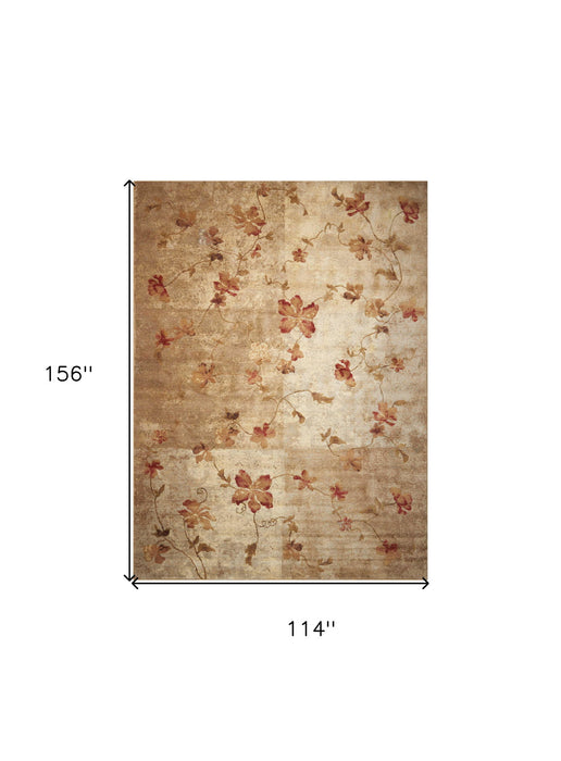 10' X 13' Floral Area Rug (551352) - Tan / Beige