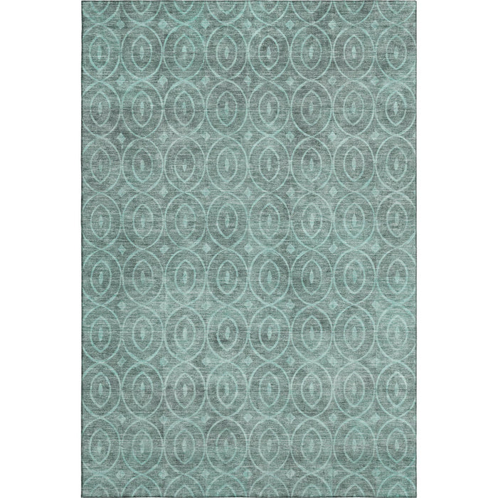 10' X 14' Geometric Washable Area Rug With UV Protection (691902) - Teal / Aqua