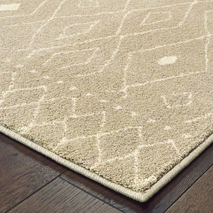 8' x 10' Geometric Power Loom Stain Resistant Area Rug - Sand And Ivory