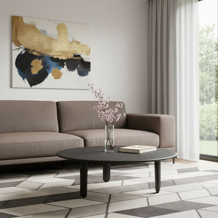 Solid Wood Round Coffee Table - Black