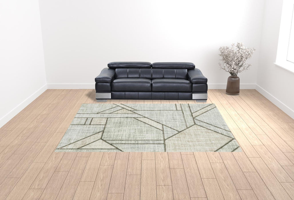 10' x 13' Geometric Power Loom Area Rug - Gray And Ivory