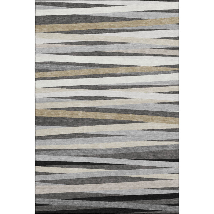 10' X 14' Striped Washable Area Rug With UV Protection (678490) - Gray / Silver / Beige
