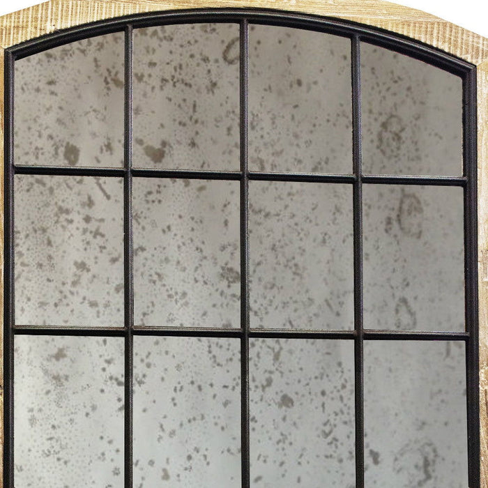73" Arch Solid Framed Antiqued Glass Full Length Hanging Mirror - Brown