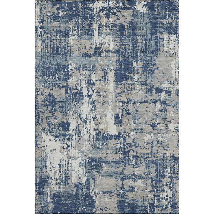 10' X 14' Abstract Washable Area Rug With UV Protection (679150) - Navy Blue / Gray / Ivory