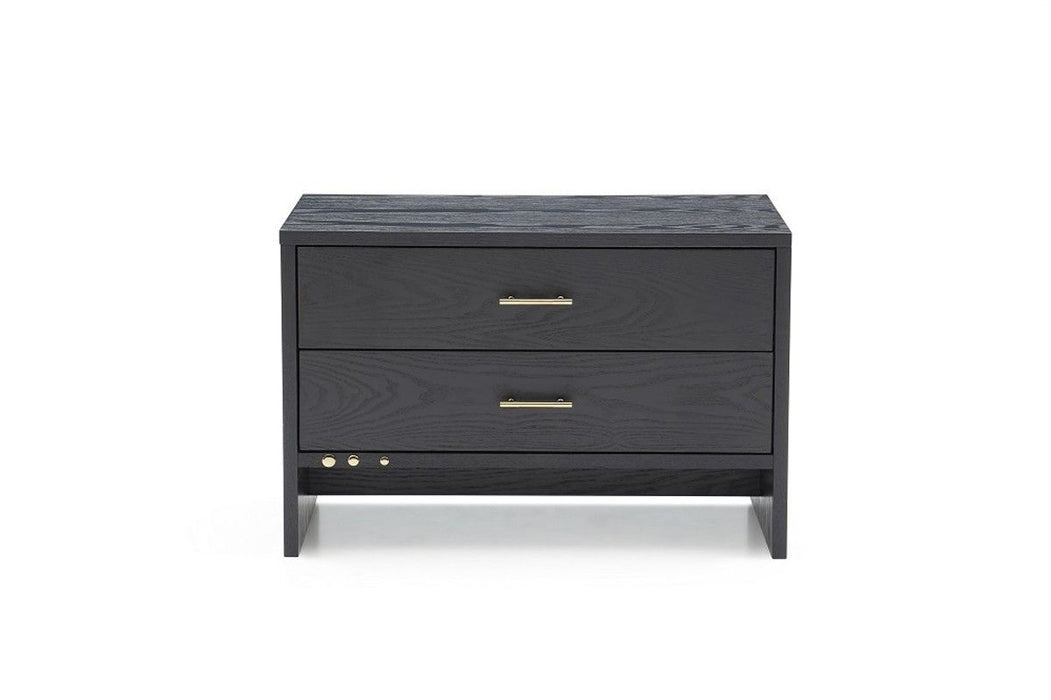 Modern Nightstand With Two Drawers - Dark Gray Ash