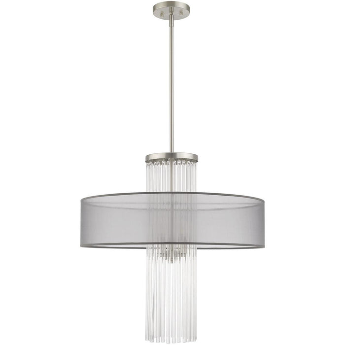 33'' Four-Light Dimmable Chandelier With Shades - Nickel