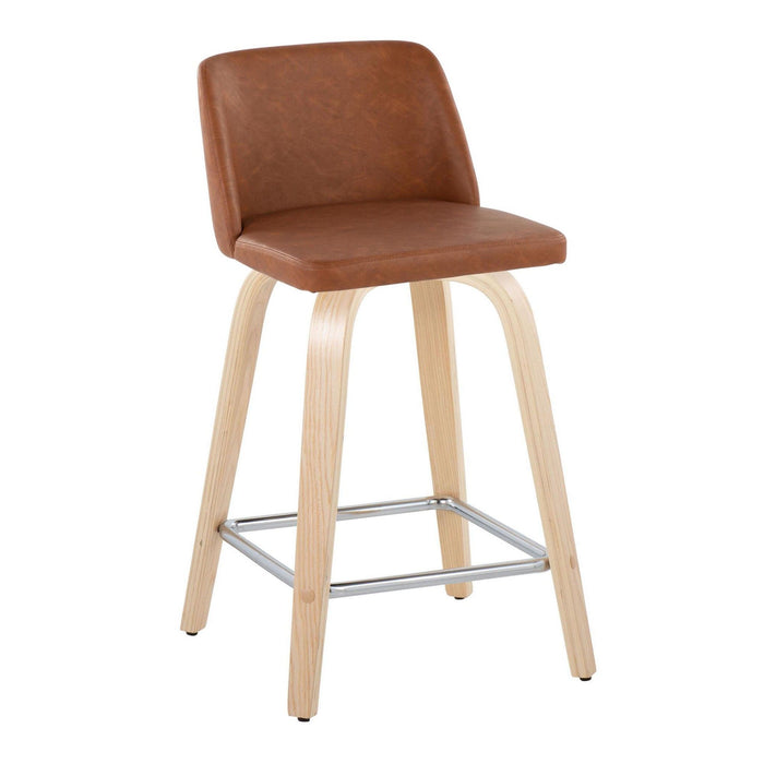 Toriano - 24" Fixed-Height Counter Stool (Set of 2) - Natuiral Square Base