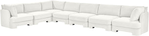 Meridian Furniture Hammond velvet performance fabric 7-piece sectional sofa with plush upholstery and modern design.