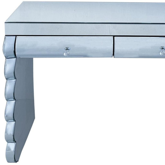 39" Wood Vanity Two Drawer Dresser - Silver