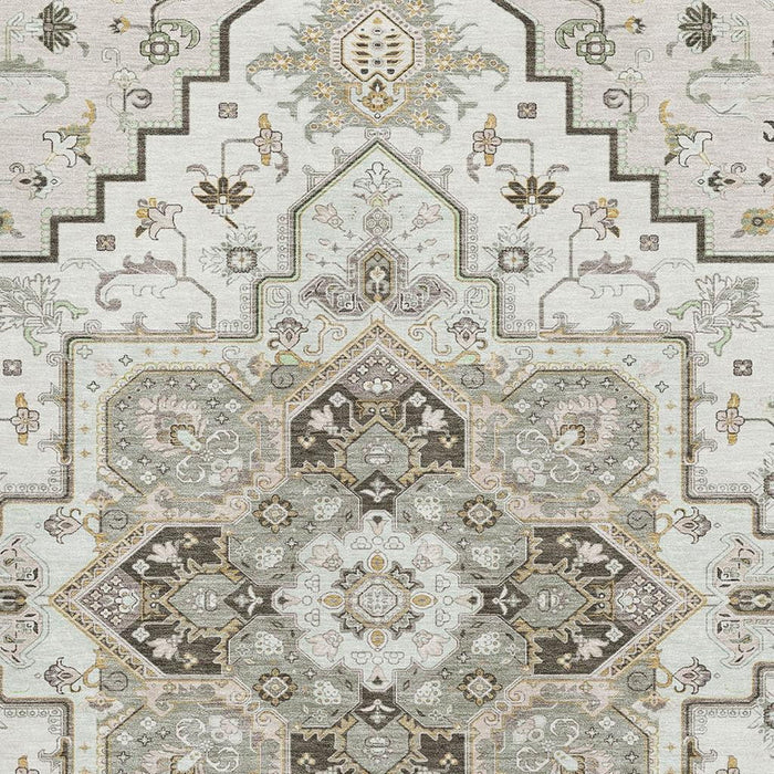10' X 14' Oriental Washable Area Rug With UV Protection (681317) - Ivory / Gray / Beige