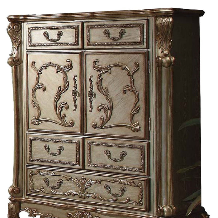 Patina Bone Wood Poly Resin Chest - Gold