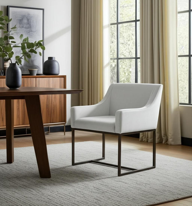 Upholstered Fabric Dining Arm Chair - Beige