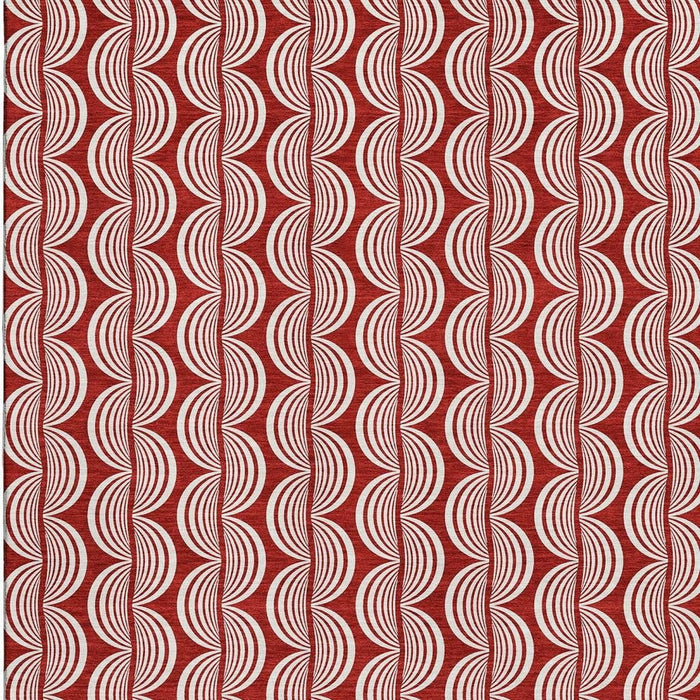 10' X 14' Ogee Washable Area Rug With UV Protection (682757) - Red / Ivory