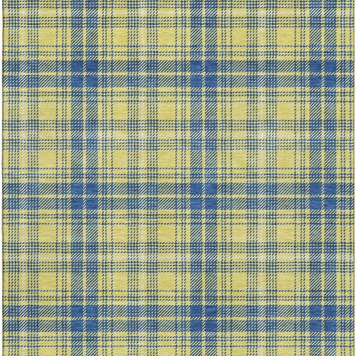 10' X 14' Plaid Washable Area Rug With UV Protection (678269) - Yellow / Ivory / Blue