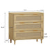 Set of two Giga oak rattan storage cabinets with three drawers each, suitable for bedrooms, living rooms, or hallways.
