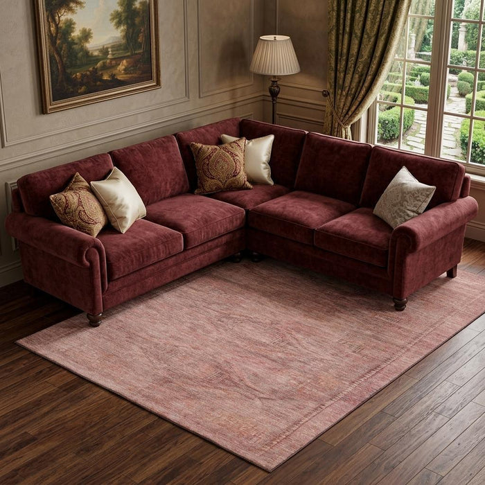 10' X 14' Abstract Geometric Washable Area Rug With UV Protection (695420) - Terra Cotta / Salmon / Blush